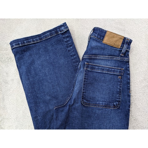 Madewell Emmett Wide Leg Crop Jeans Dark Wash Women's Size 25T High Rise - Picture 1 of 16